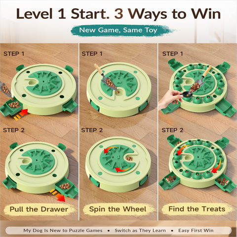 KADTC Dog Puzzle Toy 3 Levels of Step-by-Step Challenge,4 Ways to Play