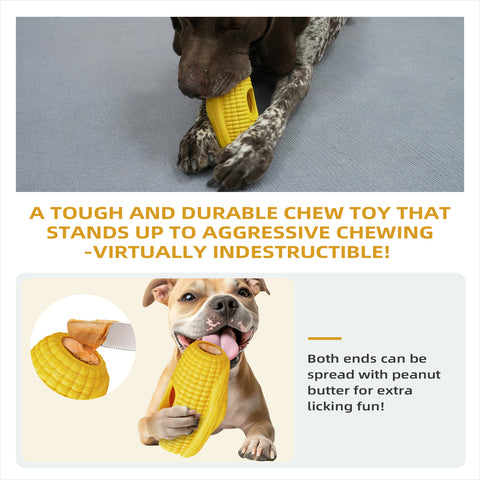 KADTC All in ONE 3 in 1 Large Size Indestructible Corn Dog Chew Toy & Durable Peanut Butter Fillable & Freezer/Frozen Lick Treat Enrichment Thanksgiving Toys for Medium/Large Aggressive Chewers Dogs 1
