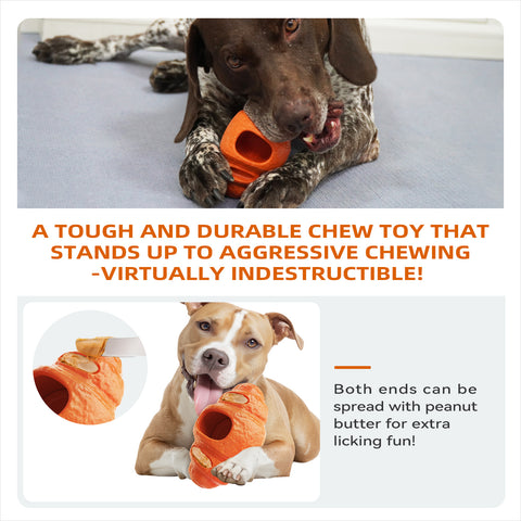 KADTC - All in ONE - 3 in 1 - Large Size Indestructible Croissant Dog Fillable Toy Peanut Butter Filler Freeze Frozen Lick Treat Tray Durable Tough Chew Toys for Aggressive Chewers Breed Dogs