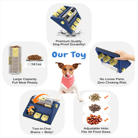 KADTC U.S. Brand & Design - 2 Levels of Challenge - Large Size Paw-Activated Rolling Dog Treat Puzzle Feeder Toys For Aggressive Chewers Dogs Food Dispenser Enrichment Toy Christmas & New Year Gift