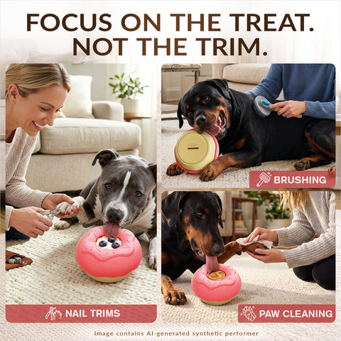KADTC 2-in-1 Frozen Treat Dog Toy, Large Size, No-Transfer Fill & Freeze Lick Cup & Tough Chew Toy, Long-Lasting Enrichment Toy for Dogs, Donut-Shaped