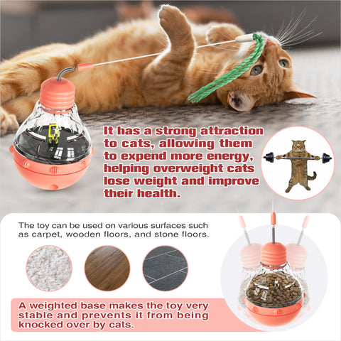 TACKDG Tumbler Adjustable Cat Interactive Toys Indoor Cats Puzzle toy Kitten Kitty Treat/Food Puzzles Feeder Dispenser