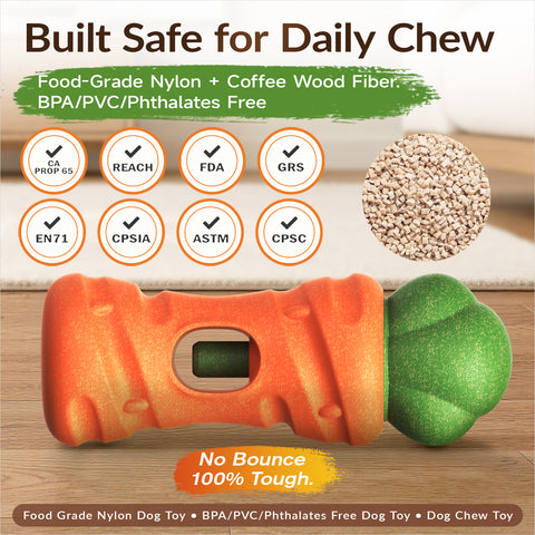 KADTC 2 in 1 Extra-Large Size Durable Dog Bully Stick Holder and Indestructible Carrot Bone Chew Toy for Medium/Large Aggressive Chewers Breed Dogs