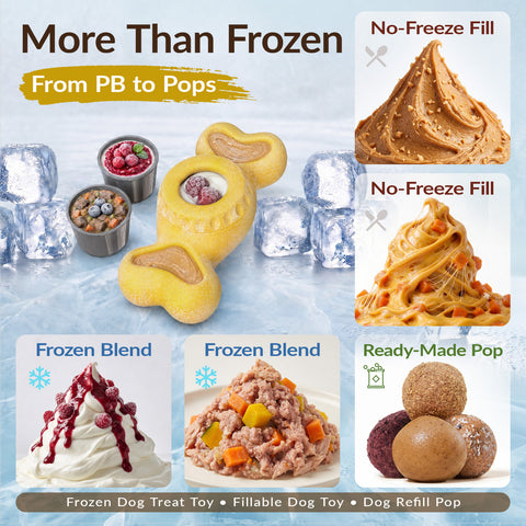 KADTC 3-in-1 Frozen Treat, Lick, Tough Chew Dog Toy for Medium/Large Dogs