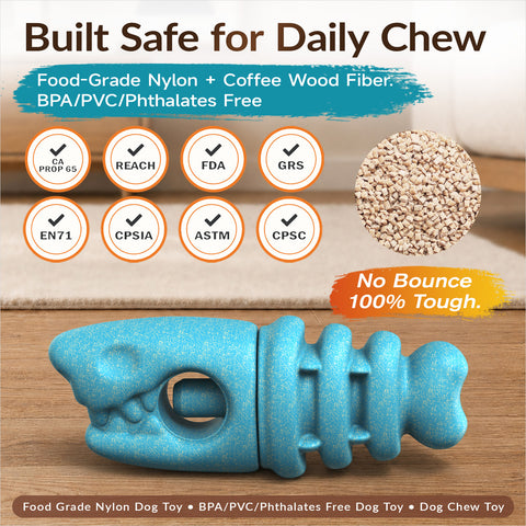 KADTC 2 in 1 XL Durable Dog Bully Stick Holder & Indestructible Fishbone Chew Toy
