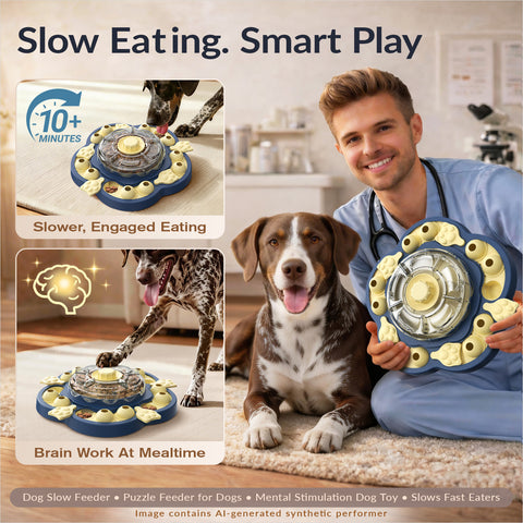 KADTC 3-Level Vertical Dog Puzzle Feeder, Spin-to-Release Treat Dispenser