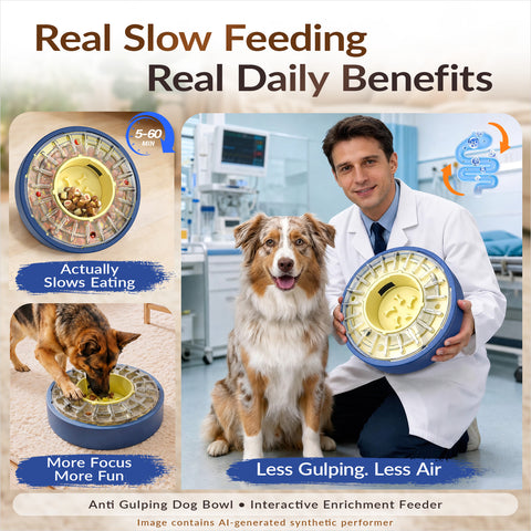 KADTC 5–60 Min Adjustable Spinning Dog Slow Feeder Bowl