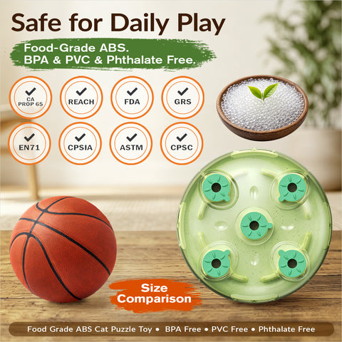 KADTC 2-in-1, Cat Puzzle Toy & Foraging Ball, Treat Hunt for Indoor Cats