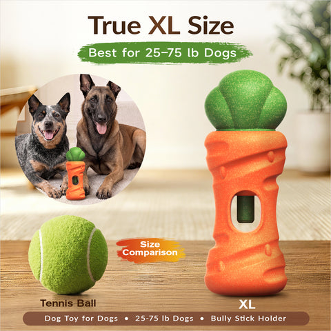 KADTC 2 in 1 Extra-Large Size Durable Dog Bully Stick Holder and Indestructible Carrot Bone Chew Toy for Medium/Large Aggressive Chewers Breed Dogs