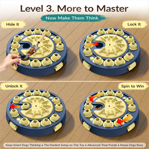 KADTC Dog Puzzle Toy 3 Levels of Step-by-Step Challenge,4 Ways to Play