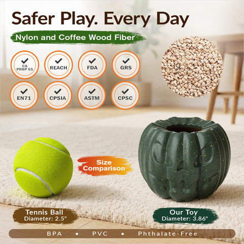 KADTC 3-in-1 Dog Frozen Treat Ball, Large Size, No-Transfer Fill & Freeze Lick Cup, Treat Dispenser & Tough Chew Toy, Long-Lasting Enrichment Toy for Dogs, Pumpkin-Shaped