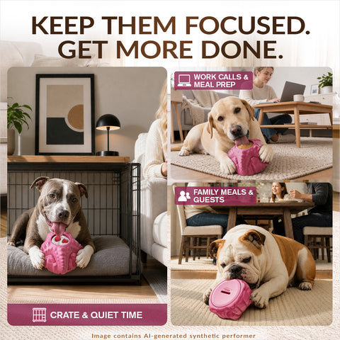 KADTC Large Size 2-in-1 Durable Dog Enrichment Toy - Long-Lasting Fillable & Frozen Lick Toy - No-Transfer Freeze & Play -Mess-Free - Boredom Buster & Tough Chew Toys for Medium/Large Dogs, BPA Free