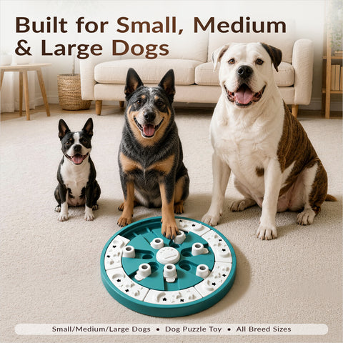KADTC Large Dog Puzzle Toy, 2 Levels, 3 Games, Slow Feeder & Enrichment Toy