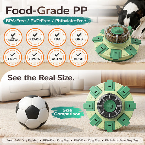 KADTC 2-Level Lucky Wheel Dog Puzzle Feeder, Spin-to-Release Treat Dispenser
