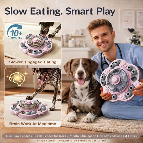 KADTC 3-Level Dog Puzzle Feeder, Spin-to-Release Treat Dispenser