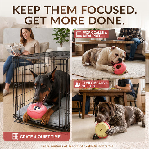 KADTC 2-in-1 Frozen Treat Dog Toy, Large Size, No-Transfer Fill & Freeze Lick Cup & Tough Chew Toy, Long-Lasting Enrichment Toy for Dogs, Donut-Shaped