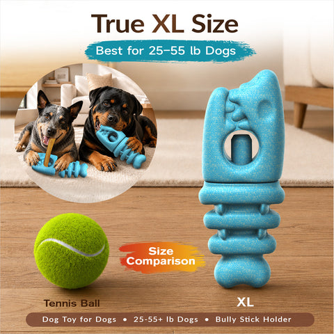 KADTC 2 in 1 XL Durable Dog Bully Stick Holder & Indestructible Fishbone Chew Toy