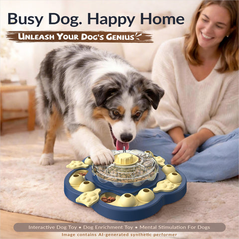 KADTC 3-Level Vertical Dog Puzzle Feeder, Spin-to-Release Treat Dispenser