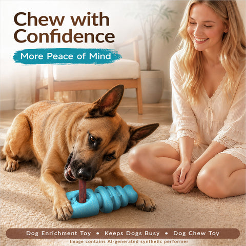 KADTC 2 in 1 XL Durable Dog Bully Stick Holder & Indestructible Fishbone Chew Toy