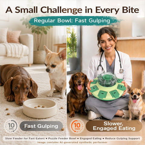 KADTC 2-Level Lucky Wheel Dog Puzzle Feeder, Spin-to-Release Treat Dispenser