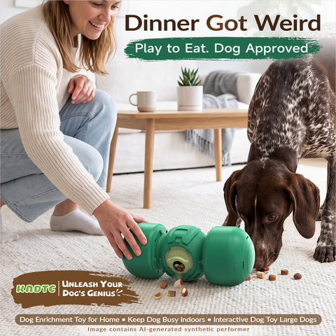 KADTC Extra-Large Size Durable Giggling Dog Treat Dispenser Toy Rolling Indestructible Bone Slow Puzzle Feeder Food Dispensing Toys for Large Aggressive Chewers Breeds Dogs Christmas & New Year Gift