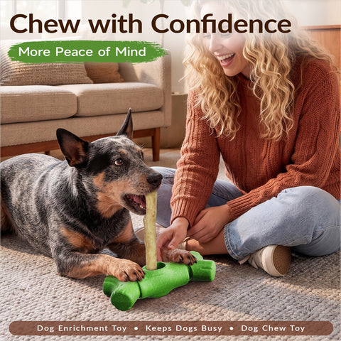 KADTC 2 in 1 Extra-Large Size Durable Dog Bully Stick Holder and Indestructible Bone Chew Toy for Medium/Large Aggressive Chewers Breed Dogs