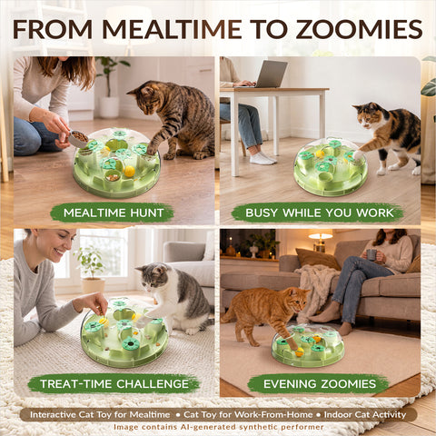 KADTC 2-in-1, Cat Puzzle Toy & Foraging Ball, Treat Hunt for Indoor Cats