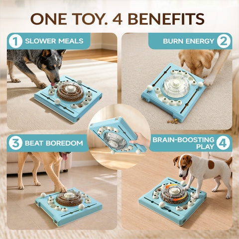 KADTC 2-Level Dog Puzzle Toy, Spin to Release Treat Dispenser & Slow Feeder