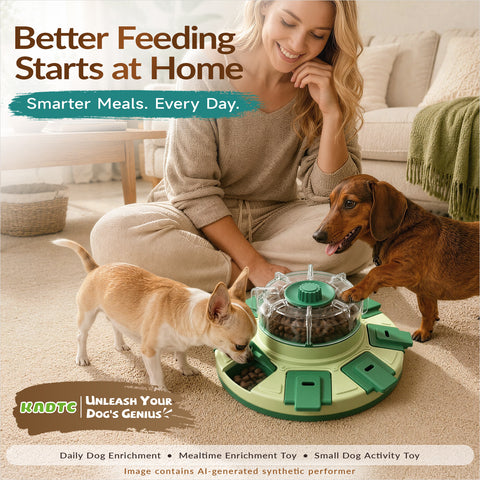 KADTC 2-Level Lucky Wheel Dog Puzzle Feeder, Spin-to-Release Treat Dispenser