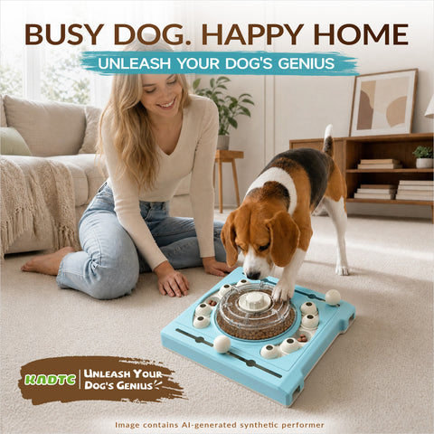 KADTC 2-Level Dog Puzzle Toy, Spin to Release Treat Dispenser & Slow Feeder