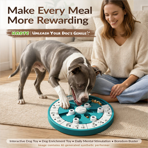 KADTC Large Dog Puzzle Toy, 2 Levels, 3 Games, Slow Feeder & Enrichment Toy