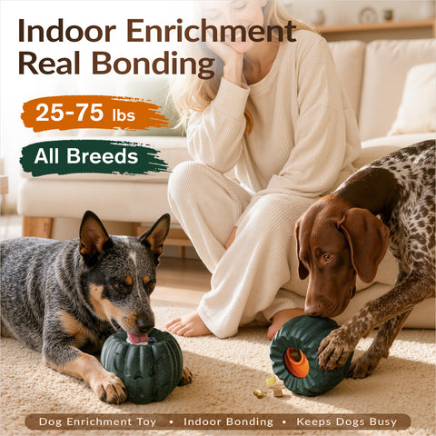 KADTC 3-in-1 Dog Frozen Treat Ball, Large Size, No-Transfer Fill & Freeze Lick Cup, Treat Dispenser & Tough Chew Toy, Long-Lasting Enrichment Toy for Dogs, Pumpkin-Shaped
