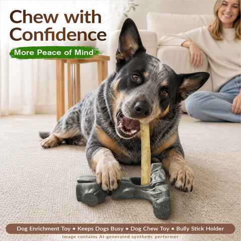 KADTC 3 in1 Durable Bully Stick Holder & Chew & Fillable Toys
