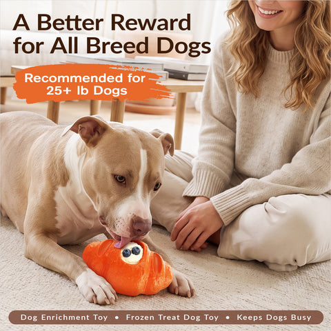 KADTC - All in ONE - 3 in 1 - Large Size Indestructible Croissant Dog Fillable Toy Peanut Butter Filler Freeze Frozen Lick Treat Tray Durable Tough Chew Toys for Aggressive Chewers Breed Dogs