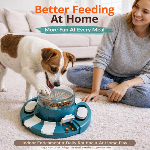KADTC 2-Level Dog Puzzle Feeder, Push-to-Release Treat Dispenser