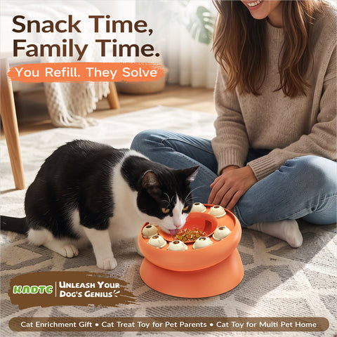 KADTC Cat Puzzle Toy Slow Feeder Bowl for Fast Eater, Kitten Enrichment Toy