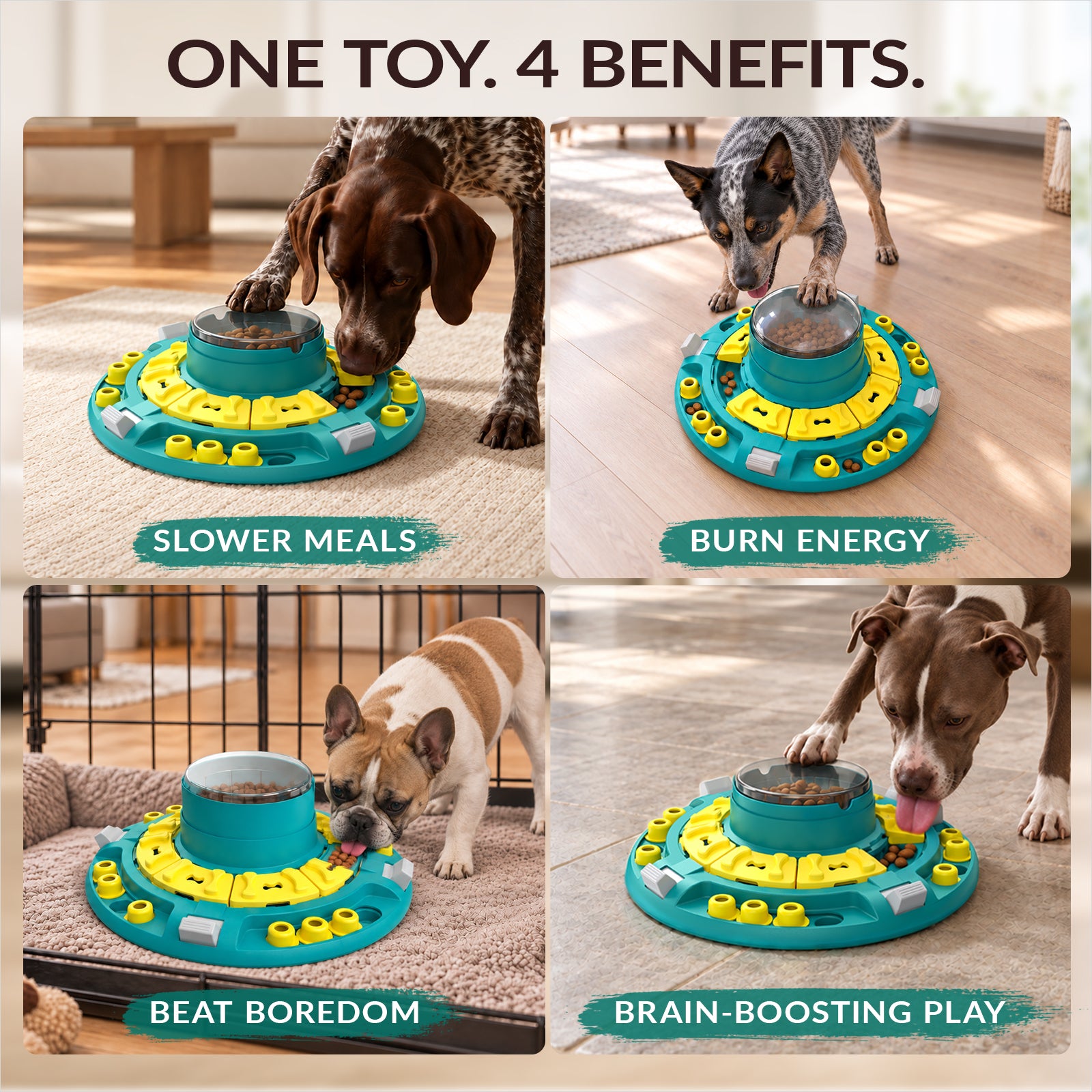 KADTC 4-Level Extra-Large Dog Puzzle Feeder | Push-to-Release