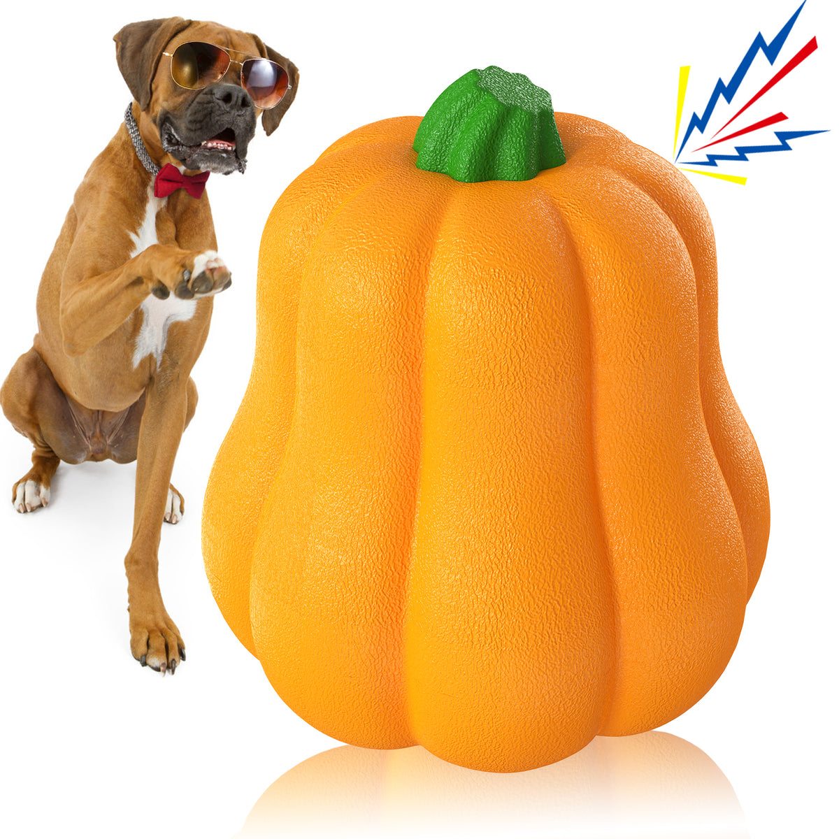 KADTC Dog Chew Toys for Aggressive Chewers Indestructible Tough Durable Squeaky Interactive Puppy Toy Teeth Squeaky Pumpkin Pet Teeth Grinding Toy