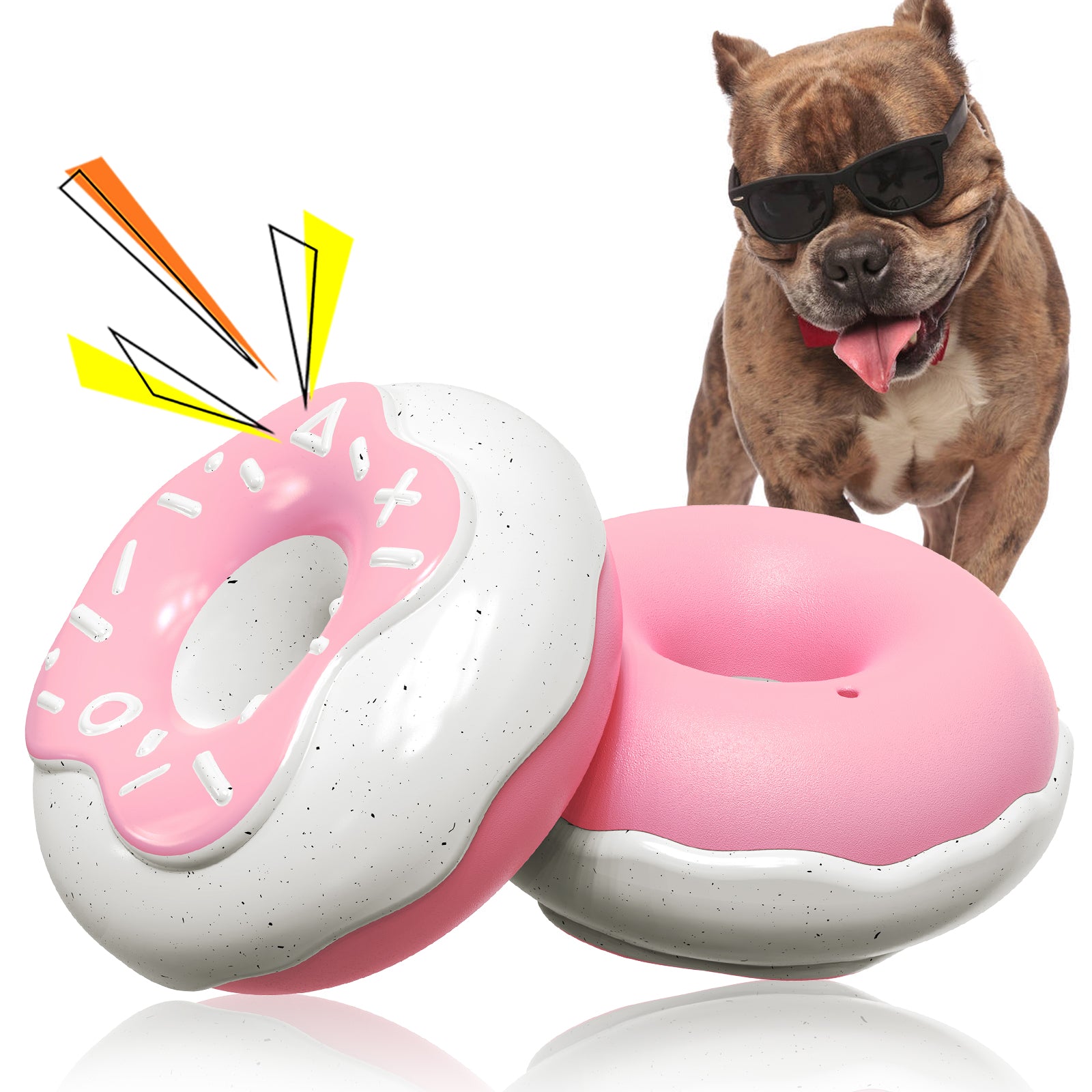 KADTC Dog Chew Toys For Aggressive Chewers Indestructible Tough Durable Squeaky Interactive Puppy Fun Teeth Toothbrush Doggie Toy Donut Squeaky Dog Toy