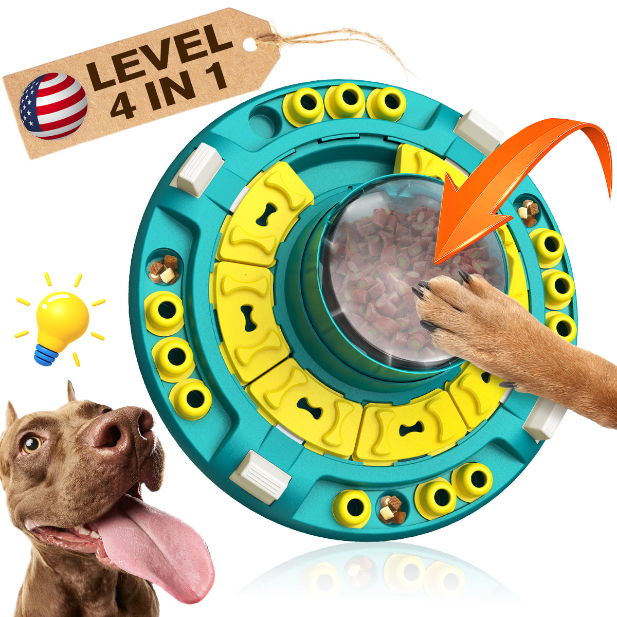 KADTC Dog Puzzle Toys Level 4 in 1 Advance Complicated for Smart Dogs Interactive Puppy Puzzles Toy Brain Mental Stimulation Game Boredom Enrichment Self Play Slow Feeder Food/Treat Feeding Dispenser