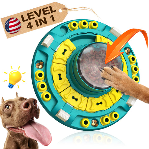 KADTC Dog Puzzle Toys Level 4 in 1 Advance Complicated for Smart Dogs Interactive Puppy Puzzles Toy Brain Mental Stimulation Game Boredom Enrichment Self Play Slow Feeder Food/Treat Feeding Dispenser