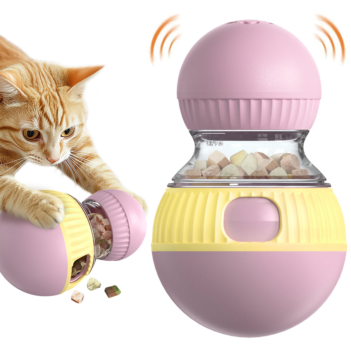 Cat Treat Dispensing Toy Kitten Puzzle Feeder & Food Dispenser Ball - Kitty Enrichment Toys for Indoor Cats Kitty Stimulating Tous
