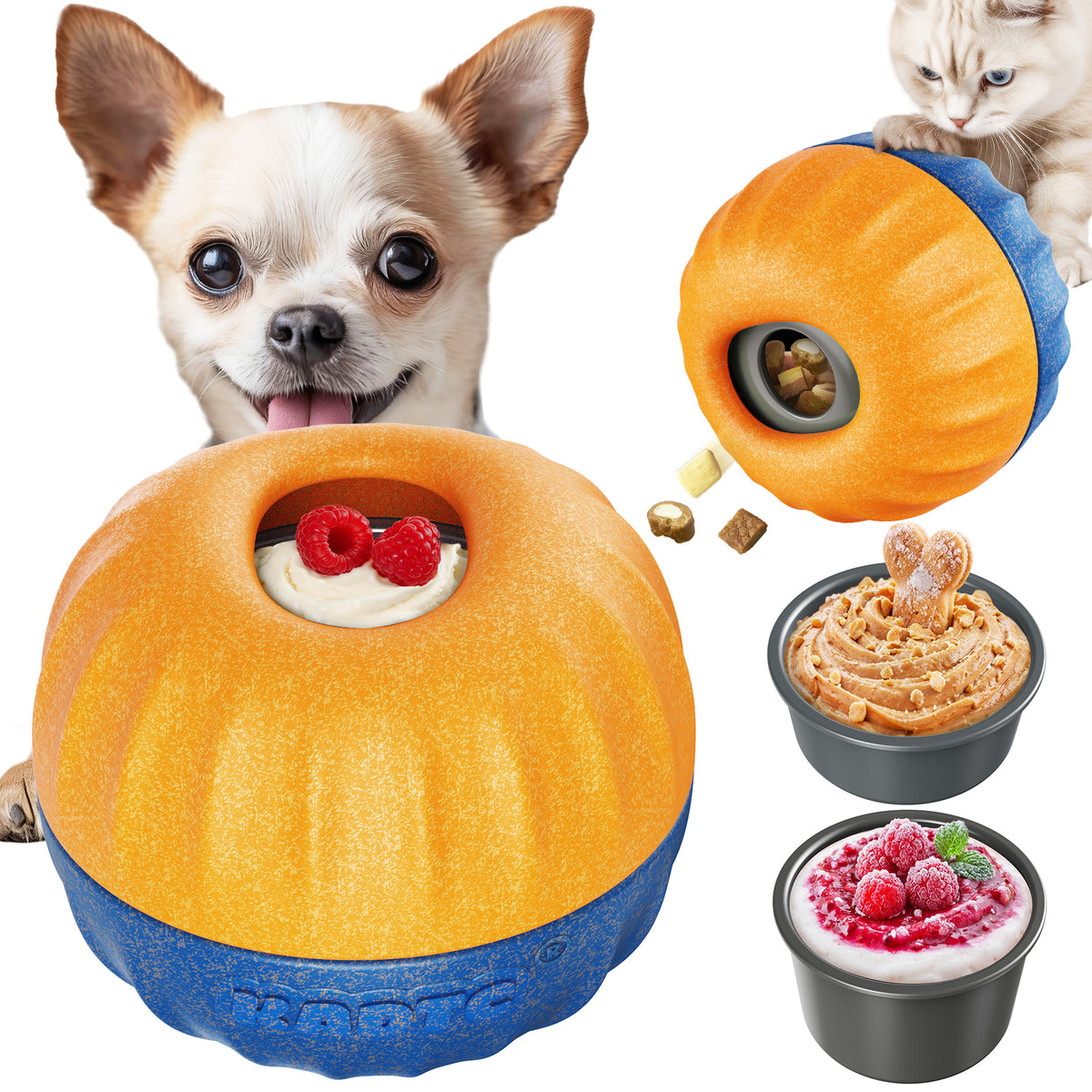 KADTC 3-in-1 Dog Enrichment Toy Fillable & Freeze & Treat Dispenser & Chew