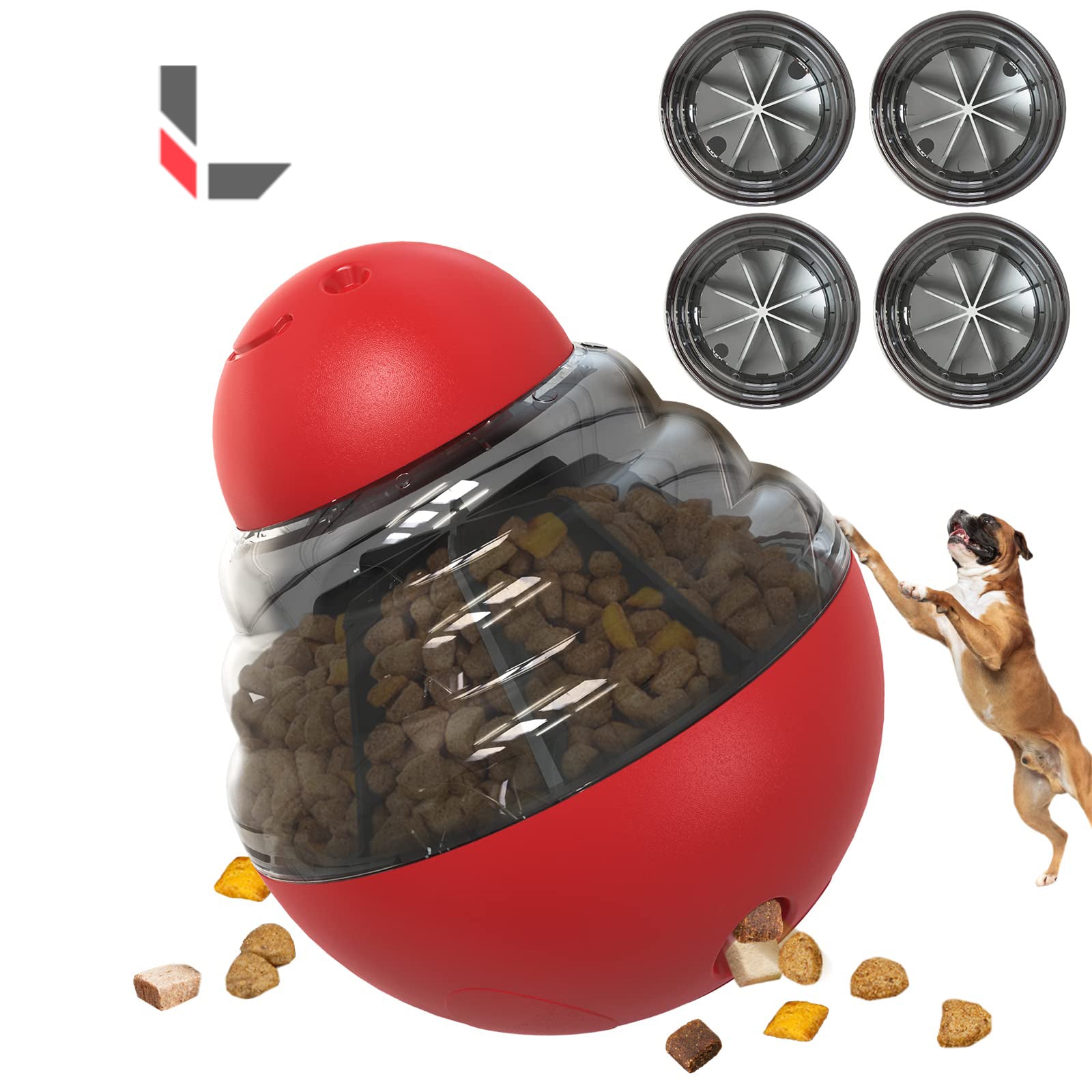 KADTC Dog Tower/Balls Slow Feeder Puzzles Bowl Adjustable Food Dispensing Toys Brain Mental Stimulation Treat Dispenser Feeding Indestructible Toy Only for Medium/Large Dogs Aggressive Chewers Breed