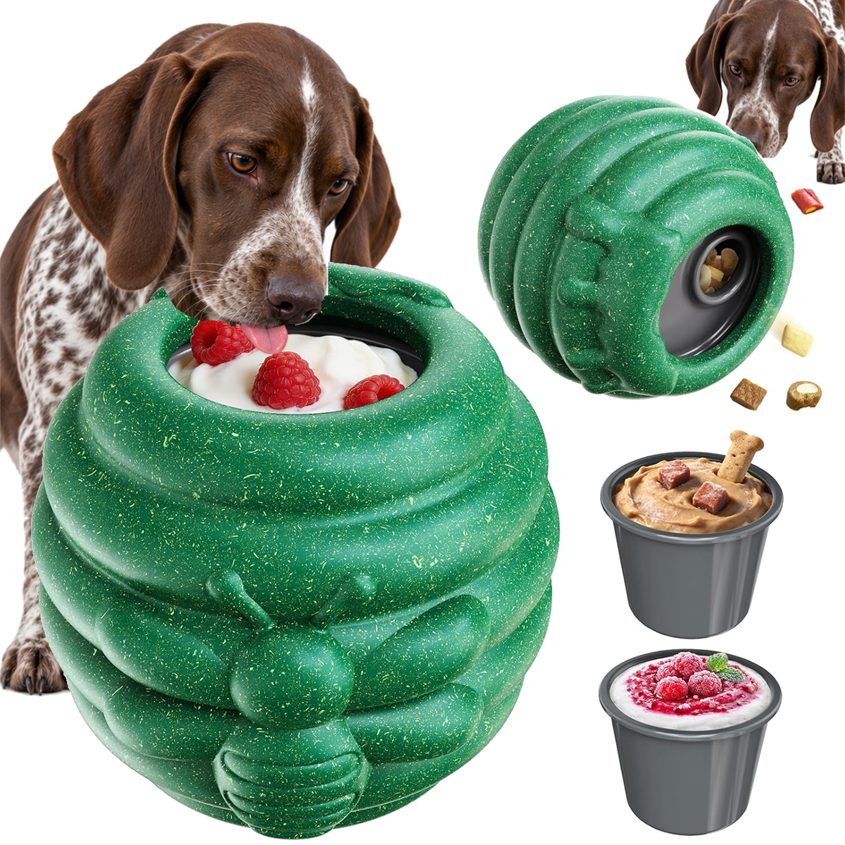 KADTC L, 3 in 1, Frozen Treat Dog Lick Ball & Kibble Dispenser & Chew Toy