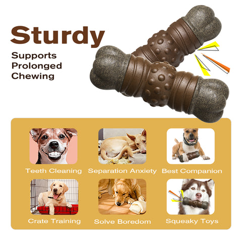 KADTC Dog Chew Toys For Aggressive Chewers Indestructible Tough Durable Squeaky Interactive Puppy Toy Teeth Squeaky Bone Dog Toy
