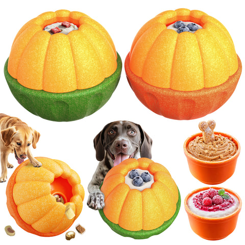 KADTC 2 Pack Durable 3-in-1 Dog FrostLick Toys Long-Lasting Large Capacity Frozen Treat Ball & Fillable-and-Play Lick Cup & Food Dispenser, Indestructible Chew Toy for Dogs Boredom Buster