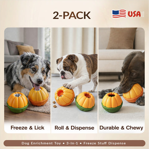 KADTC 2 Pack Durable 3-in-1 Dog FrostLick Toys Long-Lasting Large Capacity Frozen Treat Ball & Fillable-and-Play Lick Cup & Food Dispenser, Indestructible Chew Toy for Dogs Boredom Buster