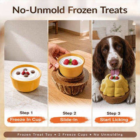 KADTC 3-in-1 Durable Dog FrostLick Toy,U.S. Brand & Design,Long-Lasting,Large Capacity Fillable Treat Ball, Freeze-and-Play Lick Cup & Food Dispenser, Indestructible Chew Toy for Dogs Boredom Buster