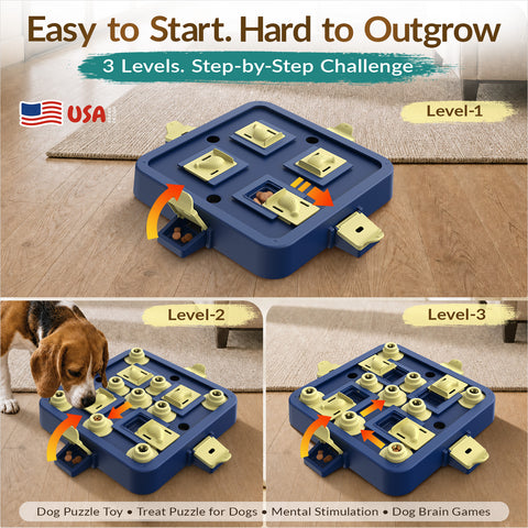 KADTC 3-Level Dog Chess Puzzle Toy, Easy to Advanced